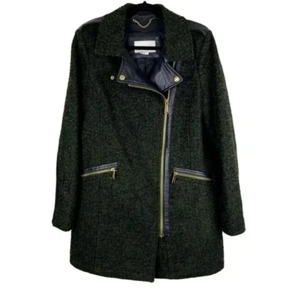 BCBGeneration Jackets & Blazers - BCBGeneration Tweed Faux Leather Moto Coat Size L